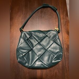 Woven-Style Shoulder Bag in Teal - Women's Everyday Handbag